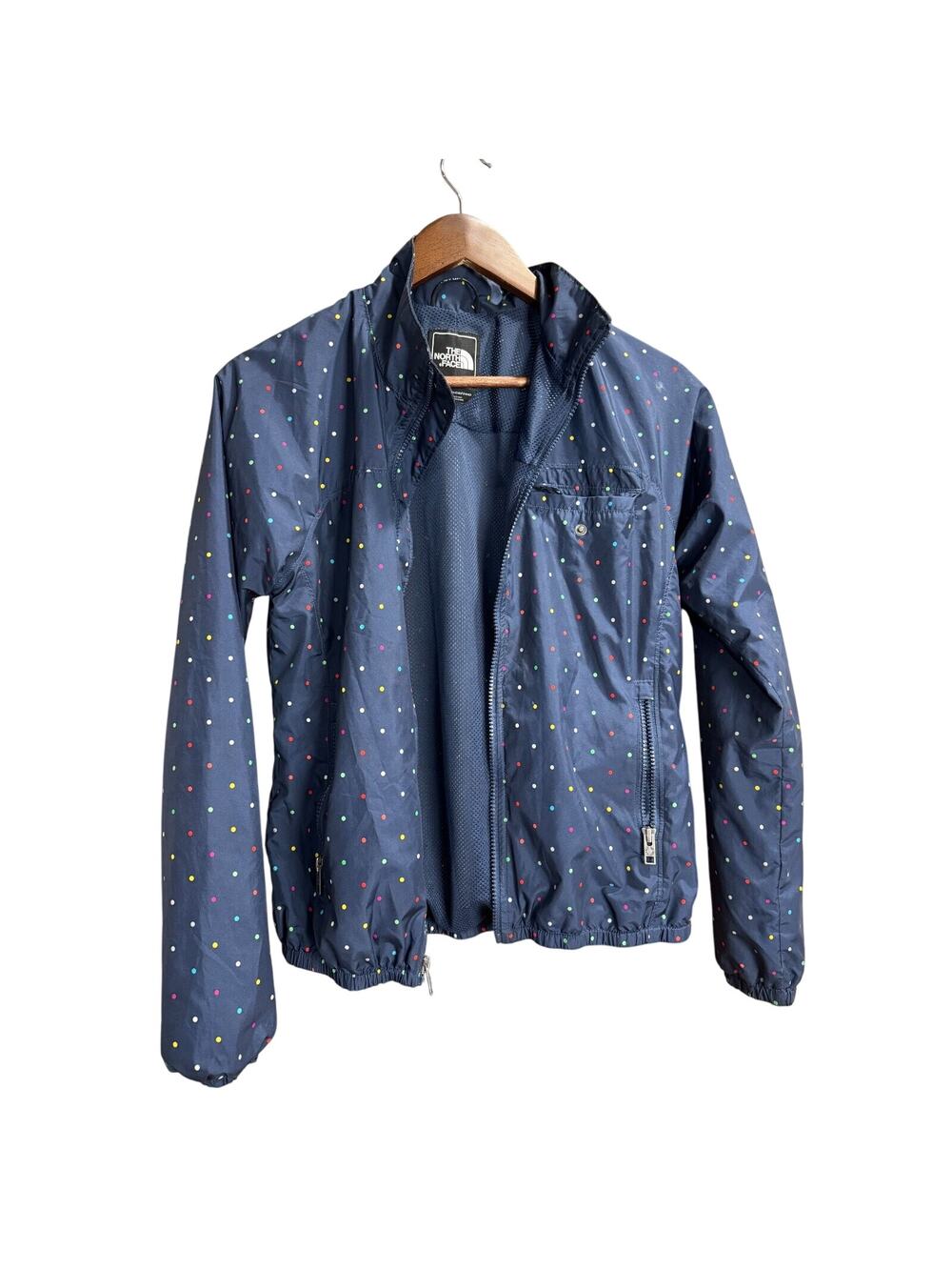 Womens NorthFace Windbreaker Jacket Polka Dot Navy - Size XS